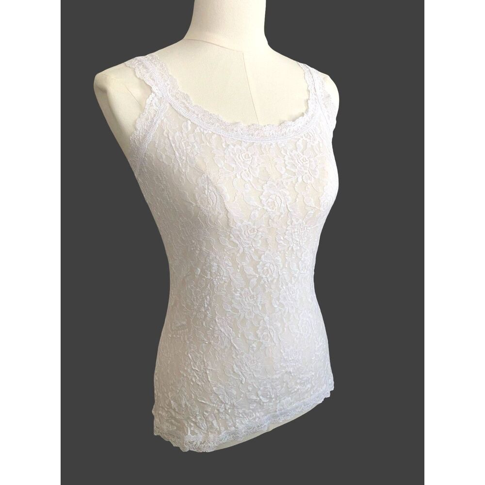 Hanky Panky Signature Lace Camisole White Scoop Neck Tank Top M Coquette NWT - Picture 4 of 8